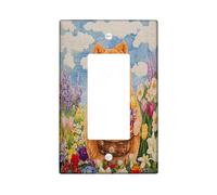 Primavera Pasqua Chow Chow Dog decorativo interruttore della luce piastra da parete 1 banda singola Rocker, trapuntato Wildflower Puppy piastra elettrica stampa country