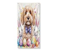 Primavera Pasqua Cockapoo Dog Door Banner Decorativo, Carino Bunny Uova Copertura Porta d'ingresso Decorazione di Sfondo Decorazione, Interno Esterno Pet Portico Cartello Sfondo 91x182 Pollici