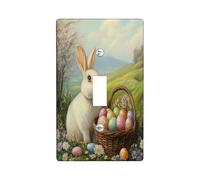 Primavera Pasqua Coniglio Decorativo Interruttore Della Luce Copertura Della Parete Piastra 1 Gang Singolo Toggle, Divertente Fattoria Fiori Campi Uova Piastra Elettrica Stampa Scenic Frontalino