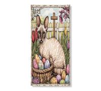 Primavera Pasqua Devon Rex Cat Copertura per porta esterna 36 x 72, Uova di fattoria Croce Gattino Casa Anteriore Porta Posteriore Banner Ingresso Uscita Decorazione, Decorazioni Vintage Home Indoor