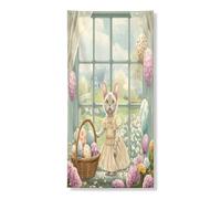 Primavera Pasqua Devon Rex Cat Copertura per porta esterna 91,2 x 182,9 cm, Victoria Country Kitten Front Back Door Banner Entrata Uscita Decorazione, Casa di fattoria Decorazione Stampa Portico