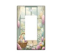 Primavera Pasqua Devon Rex Cat decorativo interruttore della luce piastra da parete 1 banda singola Rocker, Victoria Country Kitten piastra elettrica per stanza, copertura interruttore casale