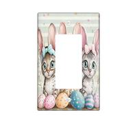 Primavera Pasqua Devon Rex Cat decorativo interruttore luce piastra da parete 1 banda singola Rocker, carino divertente uova gattino piastra elettrica per la stanza, Funky Pet copertura interruttore