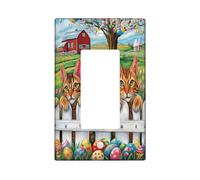 Primavera Pasqua Devon Rex Cat decorativo interruttore luce piastra di copertura 1 banda singola bilanciere, fattoria recinzione uova gattino piastra elettrica Country piastra frontale elettrica per