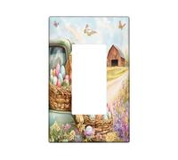 Primavera Pasqua Labrador Retriever Dog Decorative Light Switch Cover Placca da Parete 1 Gang Single Rocker, Farmhouse Truck Puppy Placca Elettrica Frontale per Camera da Letto