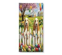 Primavera Pasqua Saluki Dog Copertura per porta esterna 36 x 72, Casale Recinto Uova Cucciolo Casa Anteriore Porta Posteriore Banner Ingresso Uscita Decorazione, Paese Stampato Home Indoor Portico