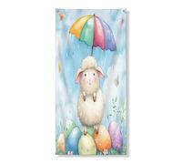 Primavera Pasqua Sheep Door Banner Decorativo, Divertente Ombrello Uova Copertura Porta d'ingresso Decorazione di Sfondo Decorazione, Interno Esterno Animale Portico Cartello Sfondo 91x182 Pollici