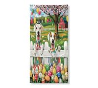 Primavera Pasqua Whippet Dog Copertura per porta esterna 36 x 72, Casale Recinto Uova Cucciolo Casa Anteriore Porta Posteriore Banner Ingresso Uscita Decorazione, Paese Stampato Home Indoor Portico