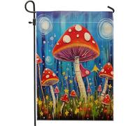 Primavera Premium Garden Flag Fungo Floreale Fiore di campo Cartone animato Pittura a olio Astratta Rosso Blu Cartello di lino Decorazione per feste Decorazione per la casa Fuori Prato Patio Cortile