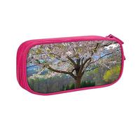 Primavera rosa fiori stampati matita sacchetto trucco sacchetto gioielli scatola di immagazzinaggio portatile caso di gioielli da viaggio nero, rosa, Taglia unica, Astuccio portamatite