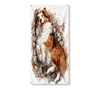 Primavera Rough Collie Copertura per porta del cane, 91 x 182 cm, grazioso fiore floreale da appendere alla porta d'ingresso, per interni ed esterni, per ingresso di animali domestici