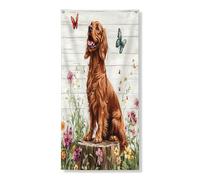 Primavera Setter Irlandese Striscione Decorativo Porta Del Cane Striscione Floreale Ceppo di Legno Copertura Della Porta D'ingresso Decorazione di Sfondo Decorativo Interno Esterno Pet Yard Forniture
