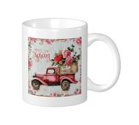 primavera tazza cuore floreale camion fattoria lettera ciao primavera board ceramica bianca Home Cup Desk Set di 1 lnsulated Bevande calde Unspillable Flat Bottom Collection Stampa Steeping tazza da