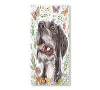 Primavera Tedesco Wirehaired Pointer Copertura per porta Banner 91 x 182 cm, fiori dei cartoni animati da appendere per la decorazione della porta d'ingresso, per interni ed esterni, per ingresso del