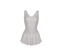 Prime fashions - Body da bambina in nylon lucido senza maniche - per danza, balletto, ginnastica - con gonna, bianco, 13-14 Years