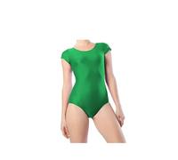 Prime fashions - Body per ragazze con maniche corte e brillanti - Costume da danza e ginnastica in taglie per bambini, Verde, 13 anni