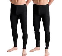 Prime Fashions Confezione da 2 mutande termiche lunghe da uomo, ultra morbide spazzolate all'interno, biancheria intima calda per l'inverno e le temperature più fresche, Nero , XL