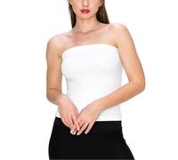 Prime fashions Gilet da donna senza spalline increspato senza maniche Boob Tube Top a fascia, bianco, 56-58