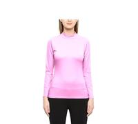 Prime fashions - Polo da donna a maniche lunghe, elasticizzata, tinta unita, casual, vestibilità comoda, leggera, collo alto, abbigliamento invernale, Rosa confetto, M-L