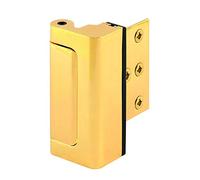 Prime-Line U 11442 - Serratura di rinforzo per porta, aggiunge sicurezza extra alla tua casa e previene l'ingresso non autorizzato - Arresto da 7,6 cm, in alluminio, ottone lucido (confezione singola)