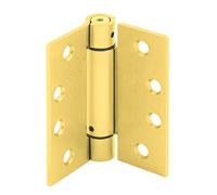 Prime-Line U 1158463 Cerniera per porta commerciale UL regolabile a molla a chiusura automatica, 10,5 cm x 10,5 cm con angoli quadrati, 4 fori per anta con viti, finitura in ottone satinato, calibro