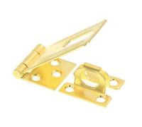 Prime-Line U 117116 - Cerniera di sicurezza per porta e cancello, con graffetta fissa da 8,9 cm, con viti, placcata in ottone (confezione singola)