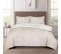 PRIME LINENS Set copripiumino singolo 3 pezzi in poliestere-cotone, set di biancheria da letto con copripiumino e federa, lenzuolo extra incluso, facile da pulire, antiallergico (Beige)