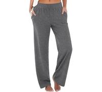 Prime, Pantaloni Casual Donna Larghi Estivi Elastico in Vita Pantaloni Boho Leggeri Comodi Spiaggia Pantalone a Palazzo Hippie Haram con Tasche a Zampa Abbigliamento Curvy