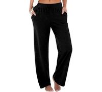 Prime, Pantaloni Casual Donna Larghi Estivi Elastico in Vita Pantaloni Boho Leggeri Comodi Spiaggia Pantalone a Palazzo Hippie Haram con Tasche a Zampa Abbigliamento Curvy