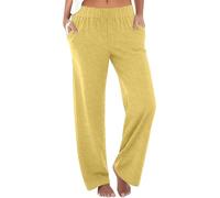 Prime, Pantaloni Lino Donna Estivi Leggeri Curvy Pantaloni da Spiaggia Larghi Elastico in Vita Boho e Cotone Comodi Pantalone Etnici Vintage Taglie Forti