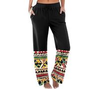 Prime, Pantaloni Tuta Donna Larghi Estivi Elastico in Vita Pantaloni Boho Leggeri Comodi Spiaggia Pantalone a Palazzo Hippie Haram con Tasche a Zampa Abbigliamento Curvy