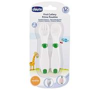 CHICCO SET POSATE PRIME PAPPE MADE IN ITALY CUCCHIAIO E FORCHETTA CON IMPUGNATURA ANTISCIVOLO 12 MESI +