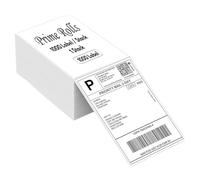 Prime Rolls Fanfold - Etichette termiche dirette 4×6, 1 pila, 1000 etichette, resistenti all'acqua e all'olio, forte adesivo, perforate, compatibili con Rollo, MUNBYN, Zebra