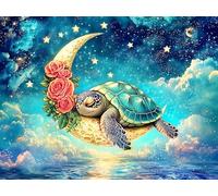 Prime Time Puzzles Puzzle da 1000 pezzi per adulti - Tartaruga marina che dorme delicatamente sulla luna crescente in mezzo a un oceano coperto di nuvole - Puzzle impegnativo perfetto per le notti di