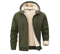 PrimeCrest Felpa Uomo con Zip Cappuccio Giacca Pile Invernale Termica Softshell Sherpa Calda Imbottita Felpe Sportiva Cotone Lavoro Felpata Pullover Hoodie Casual Sweatshirt con Tasche Verde S
