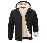PrimeCrest Felpa Uomo con Zip Cappuccio Giacca Pile Invernale Termica Softshell Sherpa Calda Imbottita Felpe Sportiva Cotone Lavoro Felpata Pullover Hoodie Casual Sweatshirt con Tasche Nero XL