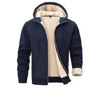 PrimeCrest Felpa Uomo con Zip Cappuccio Giacca Pile Invernale Termica Softshell Sherpa Calda Imbottita Felpe Sportiva Cotone Lavoro Felpata Pullover Hoodie Casual Sweatshirt con Tasche Blu 2XL