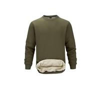 PrimeCrest Felpa Uomo Invernale Senza Cappuccio Pile Maglione Termica Pullover Lavoro Girocollo Calda Felpe Sportiva Felpata Imbottita Cotone Casual Sherpa Tecnica Manica Lunga Verde L