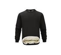 PrimeCrest Felpa Uomo Invernale Senza Cappuccio Pile Maglione Termica Pullover Lavoro Girocollo Calda Felpe Sportiva Felpata Imbottita Cotone Casual Sherpa Tecnica Manica Lunga Nero 3XL