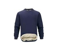 PrimeCrest Felpa Uomo Invernale Senza Cappuccio Pile Maglione Termica Pullover Lavoro Girocollo Calda Felpe Sportiva Felpata Imbottita Cotone Casual Sherpa Tecnica Manica Lunga Blu 3XL