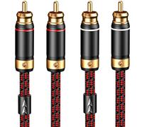 Primeda Audiophiles - Cavo RCA / fono da 2 RCA maschio a 2 RCA maschio, cavo di interconnessione per sistema HiFi, intrecciato, per home cinema, subwoofer, amplificatori, Blu-ray (da dritto a dritto