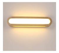 PRIMEGA Applique in Legno Massiccio Camera Da Letto Lampada Da Comodino Quadrato LED Specchio Faro 43cm Lungo con Sorgente di Luce LED Tricolore Cambia Colore