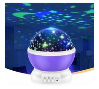 PRIMEGA Lampada di proiezione del cielo stellato Lampada d'atmosfera LED rotante sferica Base viola stella luna