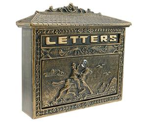 PrimeMatik - Cassetta delle Lettere Casella Postale per Lettera e Posta Antico ghisa Colore ossido Parete Cavallo