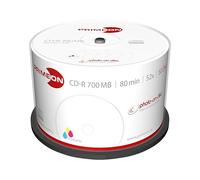 Primeon CD-R 80 min/700 MB/52x Cakebox (50 Dischi), Superficie Fotografica on-Disco, Stampa a Getto d'inchiostro