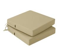 PRIMEPATIO Set di 2 cuscini per sedie da esterno, spessi 7 cm, in rattan, impermeabili, per mobili da esterno con legacci, cuscini per sedie da pranzo e patio, 45 x 45 cm, cachi chiaro