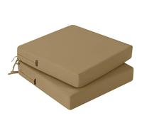 PRIMEPATIO Set di 2 cuscini per sedie da esterno, spessi 7 cm, in rattan, impermeabili, per mobili da esterno con legacci, cuscini per sedie da pranzo e patio, 50 x 50 cm, cachi scuro