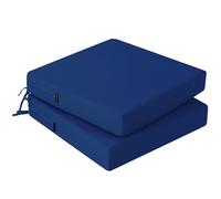 PRIMEPATIO Set di 2 cuscini per sedie da esterno, spessi 7 cm, in rattan, impermeabili, per mobili da esterno con legacci, cuscini per sedie da pranzo e patio, 50 x 50 cm, blu navy