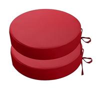 PRIMEPATIO Set di 2 cuscini rotondi per sedia da esterno, spessi 7 cm, impermeabili, con legacci, per sedie da patio, bistrot, mobili da esterno, 38 x 38 cm, rosso