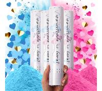 PrimePure Cannone Gender Reveal Sparacoriandoli - Polvere Biodegradabile Fumogeno e Coriandoli a Forma di Cuore - Blu o Rosa, Confezione da 4 - Cannoni Spara Coriandoli Fumogeni Gender Reveal Party